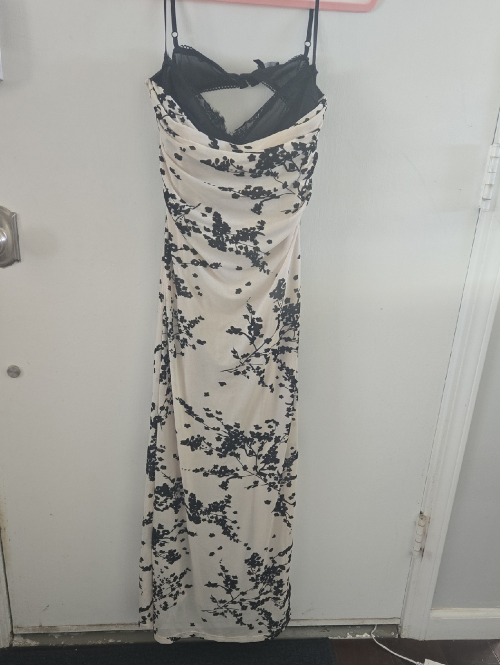 FORE Black and White Floral Lace Slip Maxi Dress Size M